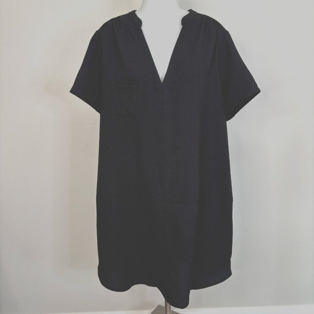 Lush‎ Shift Dress XXL Black Short Sleeve V-Neck Crepe Women's